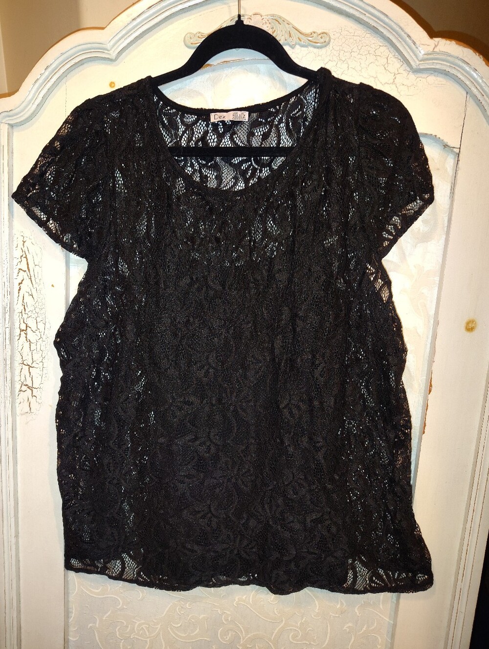 Black Lace 1x Short-Sleeve Women's Top